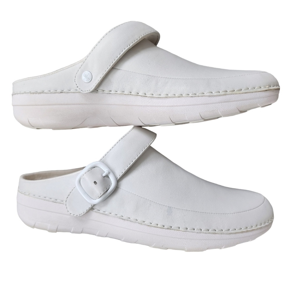 New Fitflop Gogh Pro White Leather Clogs